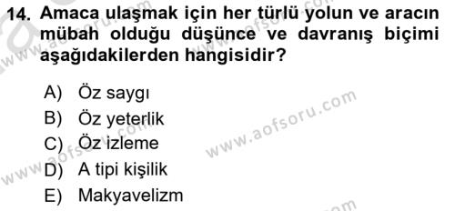 Kurum Kültürü Dersi 2021 - 2022 Yılı (Vize) Ara Sınavı 14. Soru