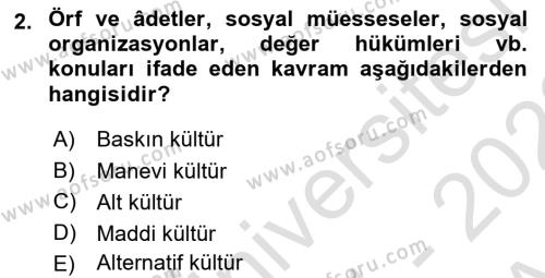 Kurum Kültürü Dersi 2021 - 2022 Yılı (Vize) Ara Sınavı 2. Soru