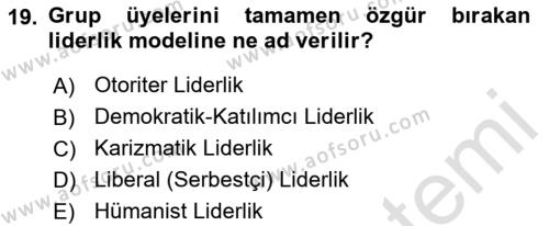 Kurum Kültürü Dersi 2021 - 2022 Yılı Yaz Okulu Sınavı 19. Soru