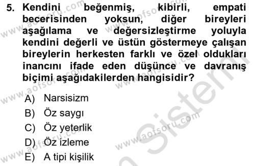 Kurum Kültürü Dersi 2021 - 2022 Yılı Yaz Okulu Sınavı 5. Soru