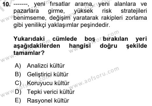 Kurum Kültürü Dersi 2022 - 2023 Yılı (Vize) Ara Sınavı 10. Soru