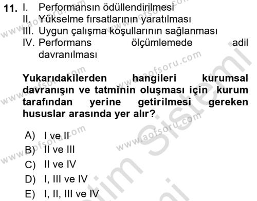 Kurum Kültürü Dersi 2022 - 2023 Yılı (Vize) Ara Sınavı 11. Soru