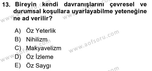 Kurum Kültürü Dersi 2022 - 2023 Yılı (Vize) Ara Sınavı 13. Soru