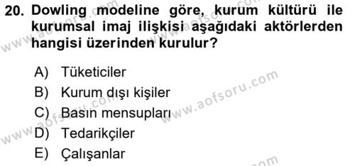 Kurum Kültürü Dersi 2022 - 2023 Yılı (Vize) Ara Sınavı 20. Soru