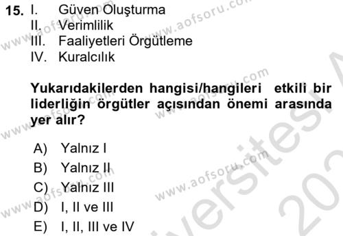 Kurum Kültürü Dersi 2022 - 2023 Yılı Yaz Okulu Sınavı 15. Soru