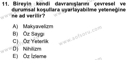 Kurum Kültürü Dersi 2023 - 2024 Yılı (Vize) Ara Sınavı 11. Soru