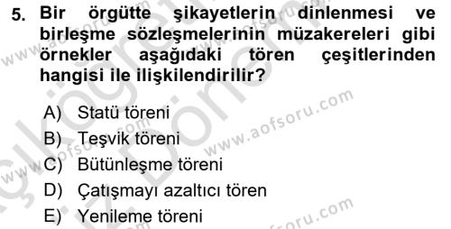 Kurum Kültürü Dersi 2023 - 2024 Yılı (Vize) Ara Sınavı 5. Soru