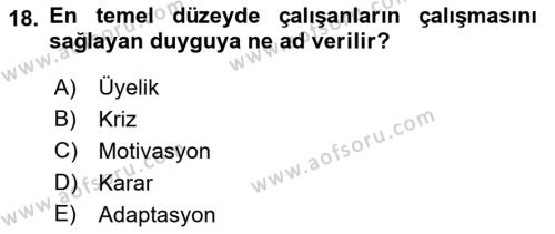 Kurum Kültürü Dersi 2023 - 2024 Yılı (Final) Dönem Sonu Sınavı 18. Soru