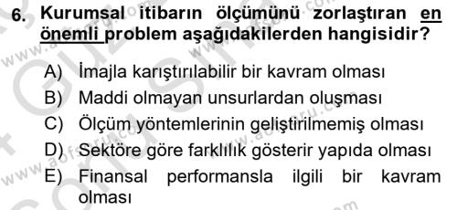 Kurum Kültürü Dersi 2023 - 2024 Yılı (Final) Dönem Sonu Sınavı 6. Soru