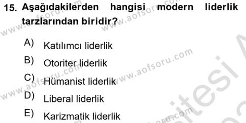 Kurum Kültürü Dersi 2023 - 2024 Yılı Yaz Okulu Sınavı 15. Soru