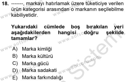 Kurum Kültürü Dersi 2023 - 2024 Yılı Yaz Okulu Sınavı 18. Soru