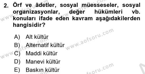 Kurum Kültürü Dersi 2023 - 2024 Yılı Yaz Okulu Sınavı 2. Soru