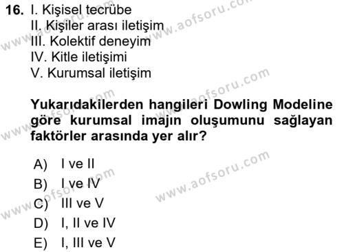 Kurum Kültürü Dersi 2024 - 2025 Yılı (Vize) Ara Sınavı 16. Soru