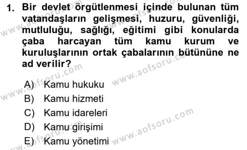 Kamusal Halkla İlişkiler Dersi 2023 - 2024 Yılı (Vize) Ara Sınavı 1. Soru