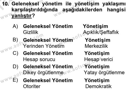 Kamusal Halkla İlişkiler Dersi 2023 - 2024 Yılı (Vize) Ara Sınavı 10. Soru