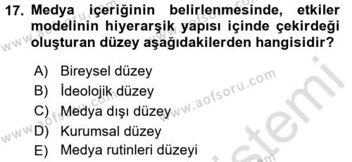 Kamusal Halkla İlişkiler Dersi 2023 - 2024 Yılı (Vize) Ara Sınavı 17. Soru