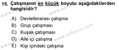 Küreselleşme ve Kültürlerarası İletişim Dersi 2020 - 2021 Yılı Yaz Okulu Sınavı 15. Soru