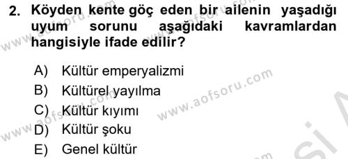 Küreselleşme ve Kültürlerarası İletişim Dersi 2020 - 2021 Yılı Yaz Okulu Sınavı 2. Soru