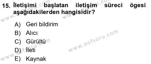 Küreselleşme ve Kültürlerarası İletişim Dersi 2021 - 2022 Yılı (Vize) Ara Sınavı 15. Soru