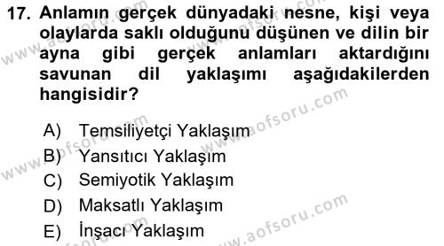 Küreselleşme ve Kültürlerarası İletişim Dersi 2021 - 2022 Yılı (Vize) Ara Sınavı 17. Soru