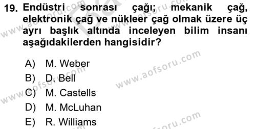 Küreselleşme ve Kültürlerarası İletişim Dersi 2021 - 2022 Yılı (Final) Dönem Sonu Sınavı 19. Soru