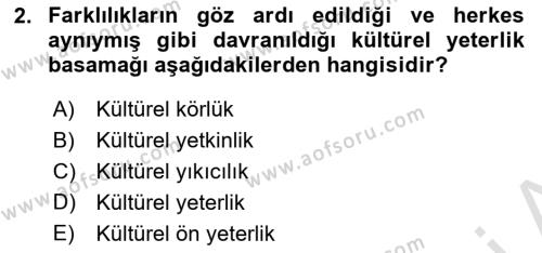 Küreselleşme ve Kültürlerarası İletişim Dersi 2021 - 2022 Yılı Yaz Okulu Sınavı 2. Soru