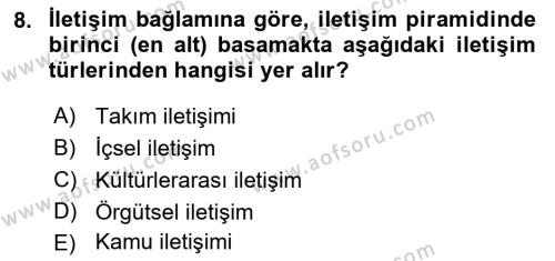 Küreselleşme ve Kültürlerarası İletişim Dersi 2021 - 2022 Yılı Yaz Okulu Sınavı 8. Soru