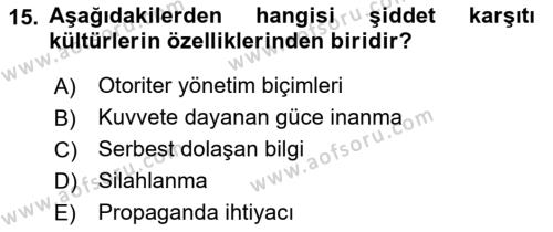 Küreselleşme ve Kültürlerarası İletişim Dersi 2022 - 2023 Yılı Yaz Okulu Sınavı 15. Soru