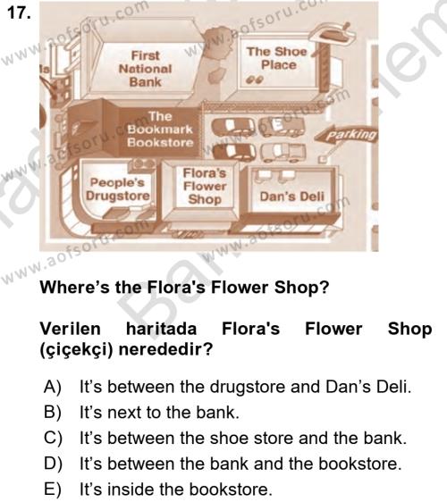 İngilizce 2 Dersi 2021 - 2022 Yılı (Final) Dönem Sonu Sınavı 17. Soru