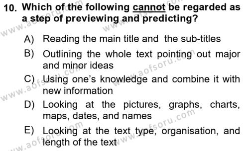 Communication Skills And Academic Reporting 1 Dersi 2022 - 2023 Yılı (Vize) Ara Sınavı 10. Soru