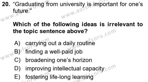 Communication Skills And Academic Reporting 1 Dersi 2022 - 2023 Yılı (Vize) Ara Sınavı 20. Soru