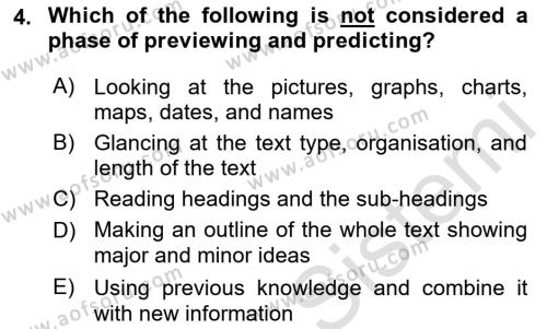 Communication Skills And Academic Reporting 1 Dersi 2023 - 2024 Yılı (Vize) Ara Sınavı 4. Soru