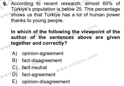 Communication Skills And Academic Reporting 1 Dersi 2023 - 2024 Yılı (Vize) Ara Sınavı 9. Soru