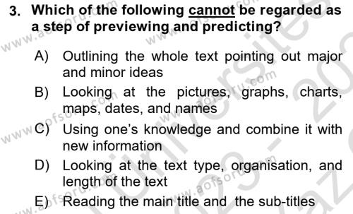 Communication Skills And Academic Reporting 1 Dersi 2023 - 2024 Yılı Yaz Okulu Sınavı 3. Soru