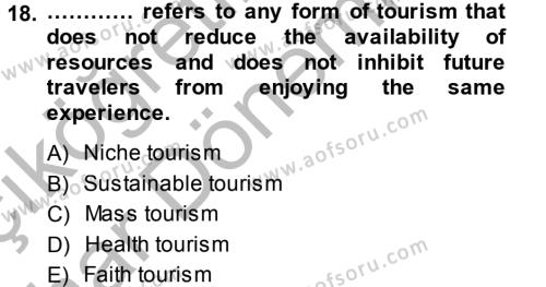 Turizm İçin İngilizce 2 Dersi 2014 - 2015 Yılı (Vize) Ara Sınavı 18. Soru