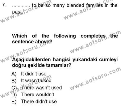 İngilizce 3 Dersi 2012 - 2013 Yılı (Final) Dönem Sonu Sınavı 7. Soru