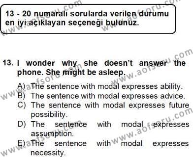 Bağlamsal Dilbilgisi 2 Dersi 2012 - 2013 Yılı (Final) Dönem Sonu Sınavı 13. Soru