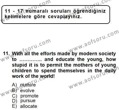 Okuma Ve Yazma Becerileri 1 Dersi 2012 - 2013 Yılı (Final) Dönem Sonu Sınavı 11. Soru