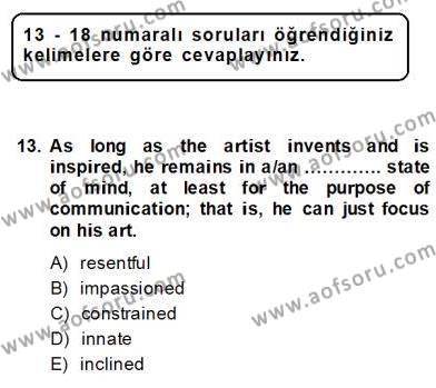 Okuma Ve Yazma Becerileri 1 Dersi 2013 - 2014 Yılı (Vize) Ara Sınavı 13. Soru