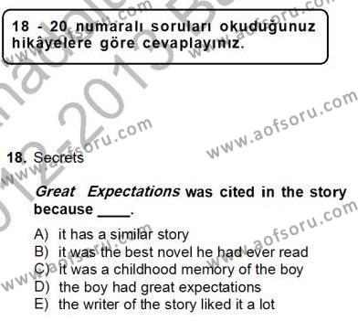 Okuma Ve Yazma Becerileri 2 Dersi 2012 - 2013 Yılı (Final) Dönem Sonu Sınavı 18. Soru