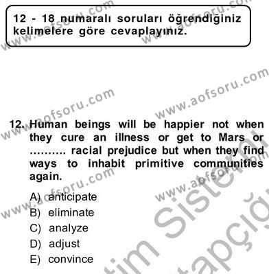 Okuma Ve Yazma Becerileri 2 Dersi 2013 - 2014 Yılı (Vize) Ara Sınavı 12. Soru