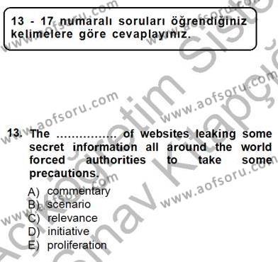 İleri Okuma Ve Yazma Becerileri 1 Dersi 2012 - 2013 Yılı (Vize) Ara Sınavı 13. Soru