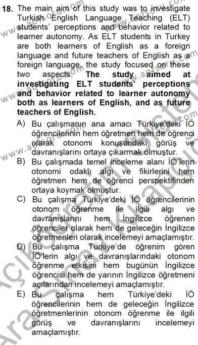 Çeviri (İng/Türk) Dersi 2012 - 2013 Yılı (Vize) Ara Sınavı 18. Soru