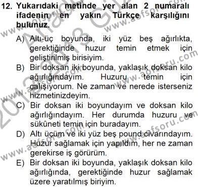 Çeviri (İng/Türk) Dersi 2012 - 2013 Yılı (Final) Dönem Sonu Sınavı 12. Soru