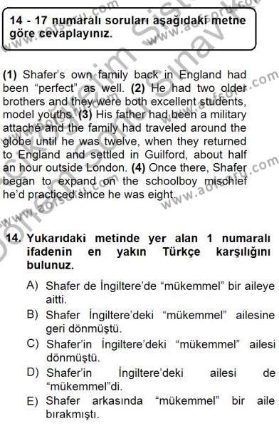 Çeviri (İng/Türk) Dersi 2012 - 2013 Yılı (Final) Dönem Sonu Sınavı 14. Soru