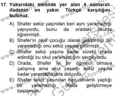 Çeviri (İng/Türk) Dersi 2012 - 2013 Yılı (Final) Dönem Sonu Sınavı 17. Soru