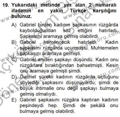 Çeviri (İng/Türk) Dersi 2012 - 2013 Yılı (Final) Dönem Sonu Sınavı 19. Soru