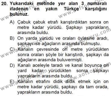 Çeviri (İng/Türk) Dersi 2012 - 2013 Yılı (Final) Dönem Sonu Sınavı 20. Soru
