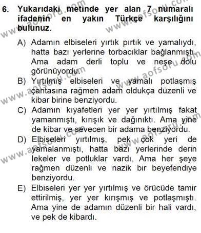Çeviri (İng/Türk) Dersi 2012 - 2013 Yılı (Final) Dönem Sonu Sınavı 6. Soru