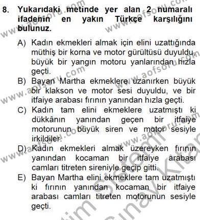 Çeviri (İng/Türk) Dersi 2012 - 2013 Yılı (Final) Dönem Sonu Sınavı 8. Soru